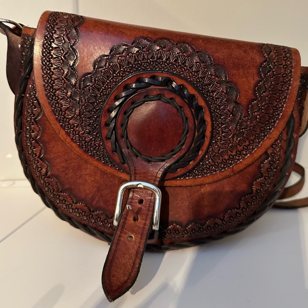 Beautiful leather hand tooled bag